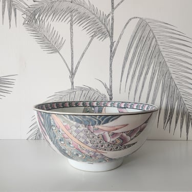 Vintage Ceramic Bowl, Handpainted in Macau 