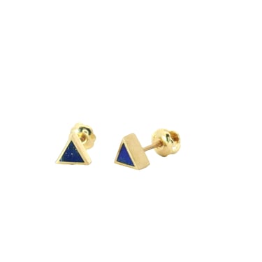 SECONDS JEWELRY: Triangle Stud Earrings - Colorado Lapis Lazuli