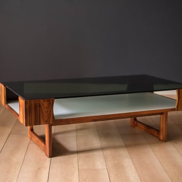 Space Age Vintage Bruksbo Rosewood and Glass Coffee Table by Torbjorn Afdal 