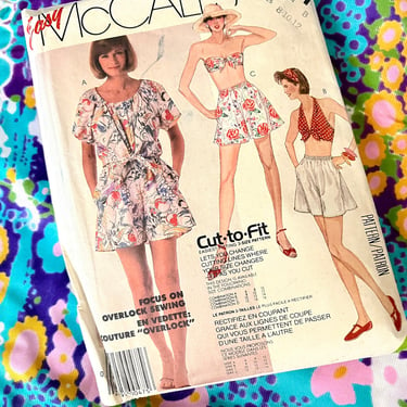 Vintage Sewing Pattern, 80s Shorts, Crop Top, Halter Tube Top, Factory Folded Complete with Instructions, McCall’s 2501 