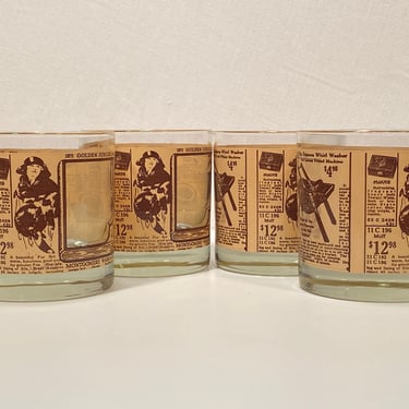 Four Montgomery Ward Golden Jubilee Rocks Glasses 