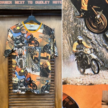 Vintage 1960’s Motorcycle MC Motor Cross Racing Photoprint Tee Shirt, 60’s Graphic Tee Shirt, Vintage T Shirt, Vintage Clothing 