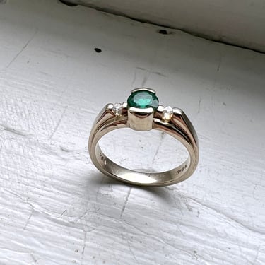 Chatham Emerald and Diamond Ring in Rescued Vintage Setting 