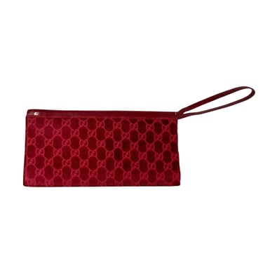 Gucci Red Logo Velvet Wristlet