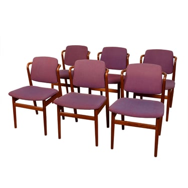 Set of 6 Danish Teak Dining Chairs with Sculpted Backrests