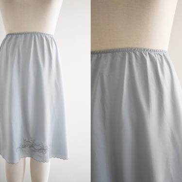 1960s/70s Dusty Blue Embroidered Half Slip 