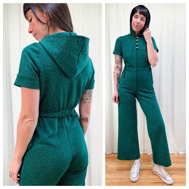 70s evergreen hooded jumpsuit 