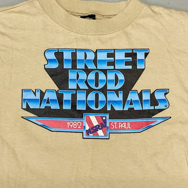 Vintage Street Rod Nationals T Shirt from 1982 - Medium - Saint Paul Minnesota Hot Rod Racing - 1980s Classic Car Clothing 