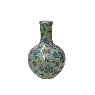 Orient Celadon Green Color Butterflies Pottery Ceramic Vase ws4698E 
