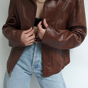 Beautiful Vintage Tobacco Leather Jacket