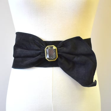 1980s Nina Arjani Black Suede Belt 