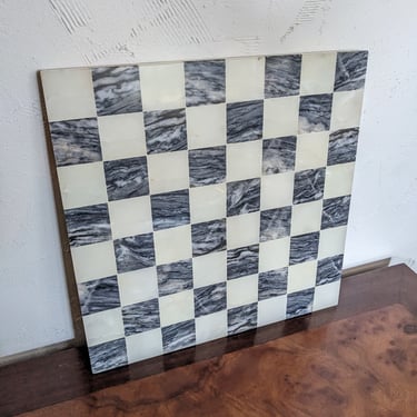 White Carrara and Bardiglio Marble Rare Chess Board 