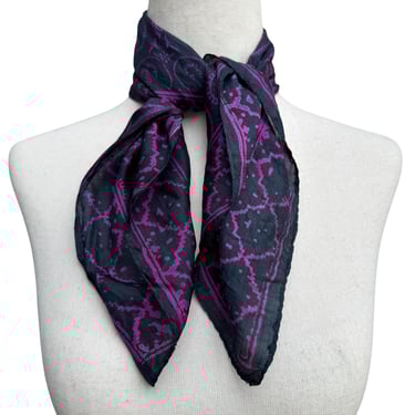 Vintage Hand Printed Pure Silk Hand Stitched Scarf Wrap Bandana Made In India