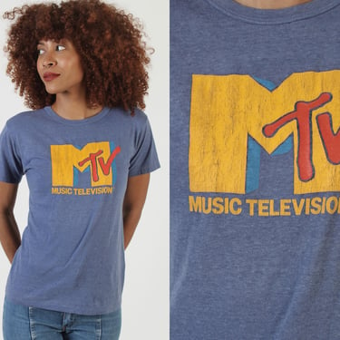 Vintage 80s MTV T Shirt, Soft And Thin Music Television Tee, Single Stitch I want My M TV Top, Tag Size Large L 