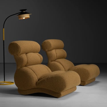 Modern Floor Lamp / Boucle Lounge Chairs