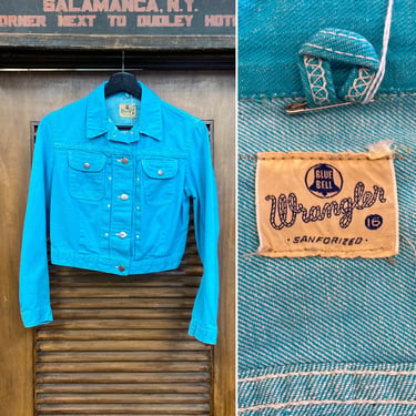 Vintage 1950’s Wrangler Blue Bell Pleated Denim Cropped Jacket, 50’s Workwear, 50’s Jean Jacket, Vintage Clothing 