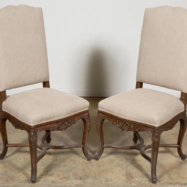 French Louis XV Style Dining Chairs | Linen Upholstry | Set of 8
