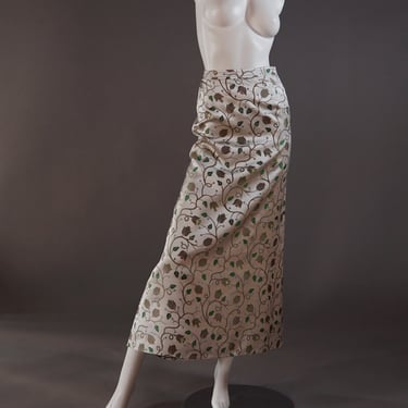S/S 1997 Prada runway and campaign silk skirt with florals - archive Spring Summer 1997 designer silk brocade 