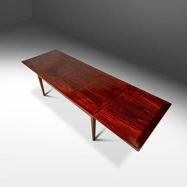 Expansive Danish Mid-Century Modern Extension Dining Table w/ Stow-in-Table Leaves in Rosewood by Skovby, Denmark, c. 1970's 