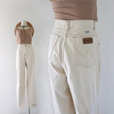 worrrn almond USA wrangler jeans - 30 - vintage 80s 90s womens western cream ivory cowgirl cowboy denim pants 