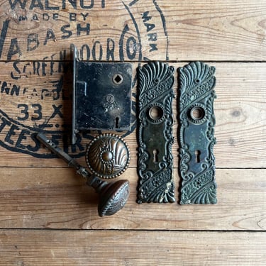 1890s Corbin Roanoke Door Set Knobs Lock Plates B-21500 