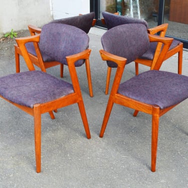 Set 4 Teak #42 Dining Chairs YOU PICK THE FABRIC by Kai Kristiansen