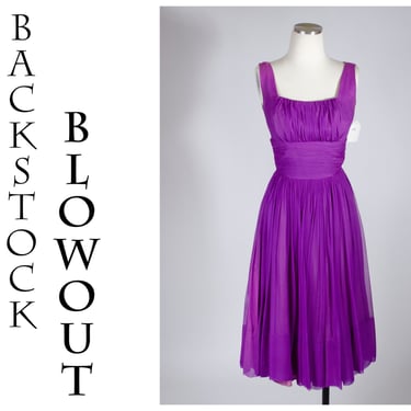 4 Day Backstock SALE - Size XS - 1950s Purple Chiffon Party Dress - Item #105 