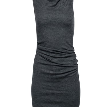 Helmut Lang - Grey Draped Wool Sleeveless Dress Sz S
