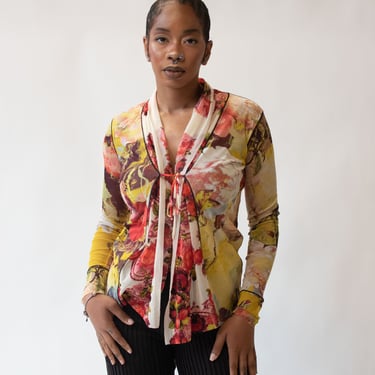 Floral Print Mesh Shirt | Jean Paul Gaultier 
