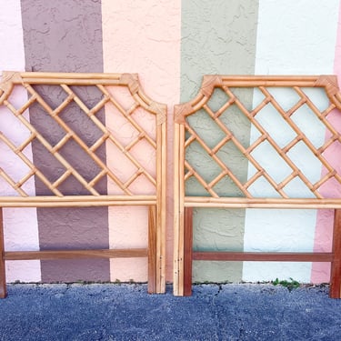 Pair of Chippendale Rattan Twin Headboards