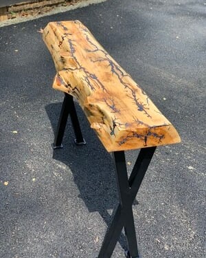 Rustic Console Table, Epoxy Resin, Live Edge Wood, Pine