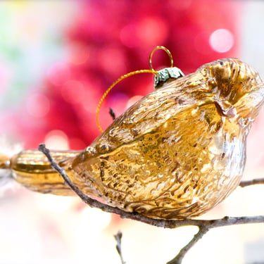 VINTAGE: Glass Bird Ornament with Feather Tall - Blown Figural Ornament - Christmas - Holidays - SKU 1-A-00033635 