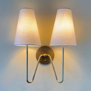 Modern Brass Wall Sconce • "Double Scoop Sconce" • Multiple Finishes • Aged Brass Modern Wall Light 