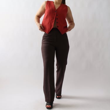 Vintage Aubergine Tailored Trousers - W28