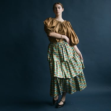 7125t / 1970s ysl silk peasant skirt ensemble 