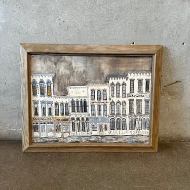 Framed Painting On Board Of &quot;State St.&quot; By Anne Tate