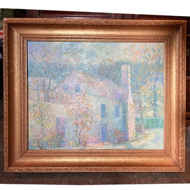 VIRGINIA BARGAR EVANS Impressionist Oil on Canvas Painting, European House