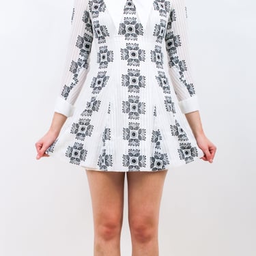 1960s Black and White Cotton Mini Dress