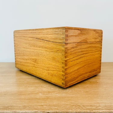 Vintage Light Wood Dovetail Joint File Box Office Storage 