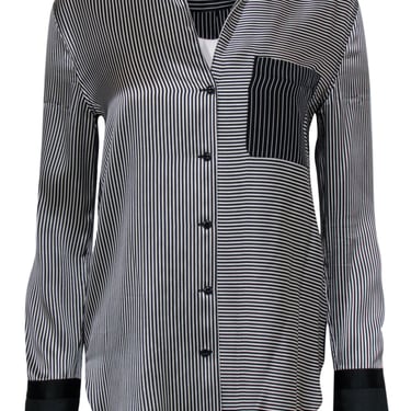 Rag & Bone - Black & White Striped Button-Up SIlk Blouse Sz S