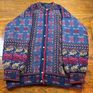 Vintage High Country Wool New Zealand Sweater Jacket Fall Leaves 