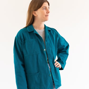 Vintage Turquoise Teal Green Chore Jacket | Unisex Cotton Utility Work | Made in Italy | L | IT494 