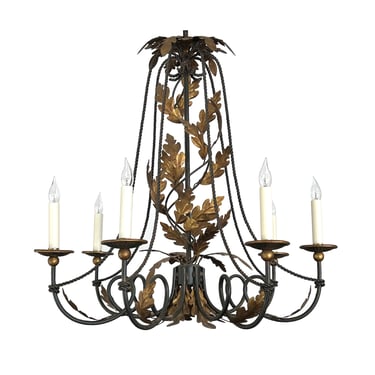 Italian 1960s Iron and Gilt-tole 7-light Chandelier