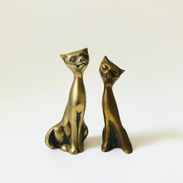 Vintage Brass Cats - Set of 2 