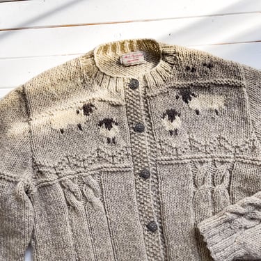 cottagecore sweater 80s vintage brown sheep hand knit wool cardigan 