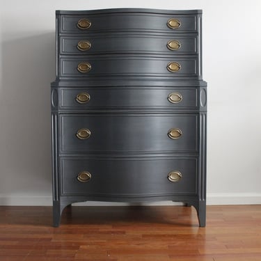 SOLD****Do not purchase ***Grey Metallic Tall Dresser/Chest of Drawers/Bureau 