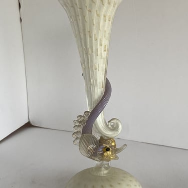Mid-Century Venetian Murano Glass Seahorse Vase By Salviati 