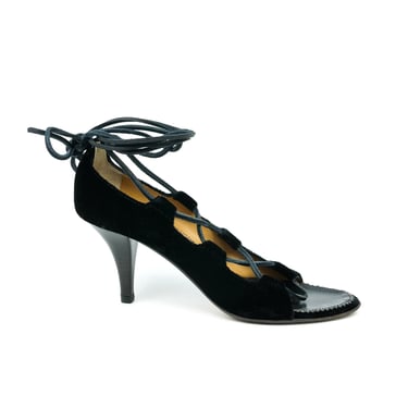 Yves Saint Laurent Velvet Lace Up Heels, 39.5