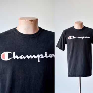 Vintage 90s Champion Tshirt / Vintage Champion Tshirt / Vintage 90s Champion Brand Tee / Black Champion Tshirt Medium 