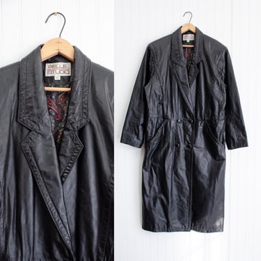 black leather jacket 80s 90s vintage Pelle Studio oversized leather coat 